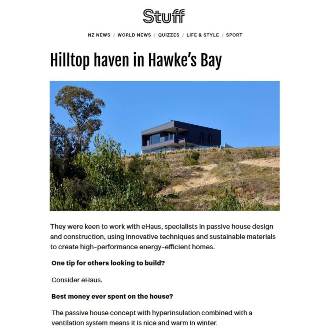 Stuff article: "One tip for others looking to build? Consider eHaus"