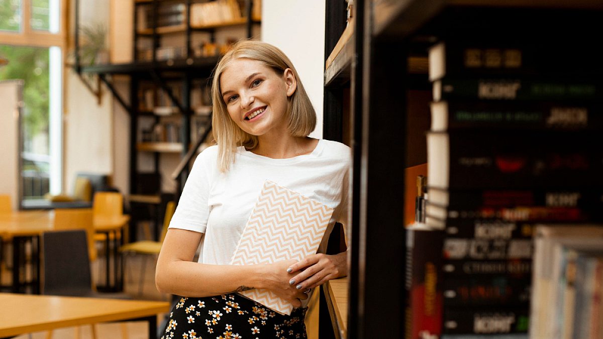 Young woman in the library